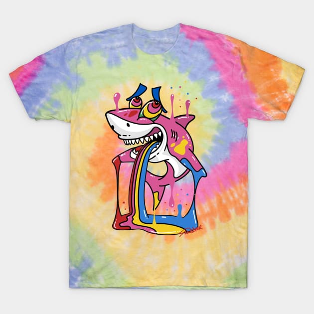 Trippy Cartoon Shark T-Shirt by ms_wearer